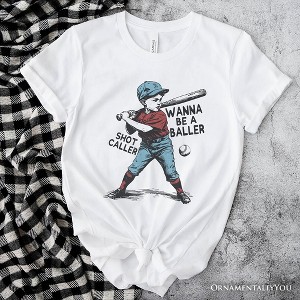 Baseball Retro T-Shirt Wanna Be a Baller, Vintage White and Natural Tee| OrnamentallyYou - 1 of 4