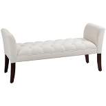 HOMCOM End of Bed Bench with Button Tufted Design, Upholstered Bench with Arms and Solid Wood Legs for Bedroom