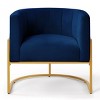 Upholstered Velvet Accent Chair with Golden Metal Stand,Mid-Century Living Room Leisure Chair with Curve Backrest-Cuddlewood - 3 of 4