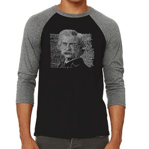 LA Pop Art Men's Raglan Baseball Word Art T-shirt - Mark Twain - 1 of 4