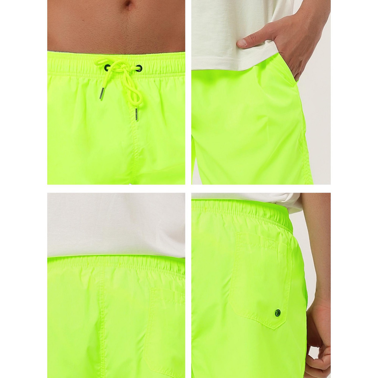 Мужские шорты Lars Amadeus Solid Beach Shorts Drawstring Surfing Mesh Lining Swimwear Board Shorts Yellow 32, цвет: Жёлтый — фото 6