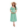 Maternity Dress Floral Women's Knotted Side Slit Knee Length Wrap Dress - 3 of 3