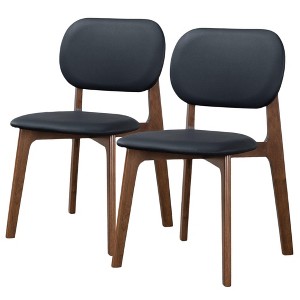 Vynxaria Black Vegan Leather Dining Chairs - Set of 2 for Modern Spaces - 1 of 4