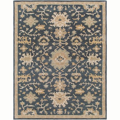 Mark & Day Ness 7'6"x9'6" Rectangle Tufted Indoor Area Rugs Navy: Stain-Resistant Wool, Traditional Scroll Pattern, Handmade