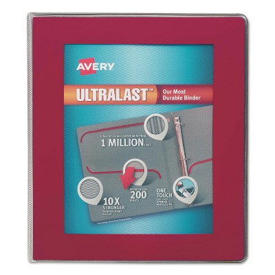 Avery UltraLast View Binder w/1-Touch Slant Rings 11 x 8 1/2 1" Cap Red 79736