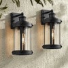 John Timberland Stan Industrial Outdoor Wall Light Fixtures Set of 2 Textured Black Motion Sensor 15" Clear Glass for Exterior Barn - 2 of 4