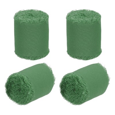 Unique Bargains DIY Crafts Party Gift Wrapping Fringe Chiffon Silk Ribbon 4 Rolls