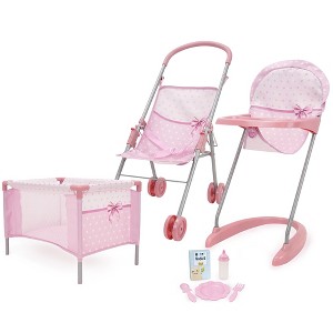 509 Crew: Bow Travel Care N' Feed Doll Accessory Set Pink White