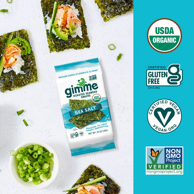GimMe Organic Roasted Seaweed Snack Sea Salt .35oz, 4 of 11
