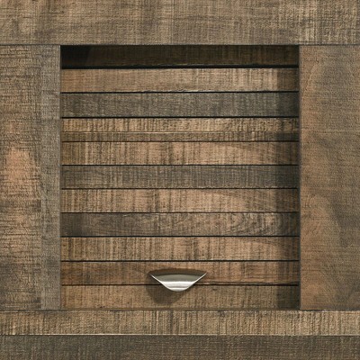 Rustic Pine King Bookcase Bed with Bluetooth and USB Port