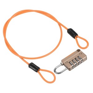 Unique Bargains Locker Luggage Bike 4 Digit Combination Lock with Security Cable Set - 1 of 4