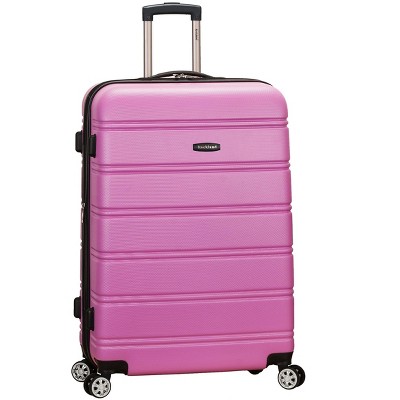 Rockland Melbourne Hardside Expandable Luggage with Spinner Wheels Pink Checked Large 28"