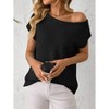 Clearlove Women's Knit Off The Shoulder Tops Summer Casual Short Sleeve Beach Vacation Tops - 2 of 4