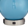 Pacific Coast Lighting Aquarius 21" High Sphere Small Modern Accent Table Lamp USB Port AC Power Outlet Blue Glass Single Living Room Charging - 3 of 4
