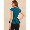 INSPIRE CHIC Women's Elegant Round Neck Cap Sleeve Solid Color Peplum Blouses - 4 of 4