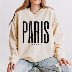 Simply Sage Market Paris France Distressed Lightweight Garment Dyed Sweatshirt - 1 of 4
