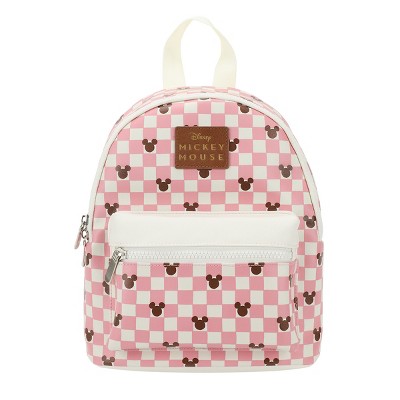 Disney Mickey Ears 11.5 Pink & White Checkered Mini Backpack