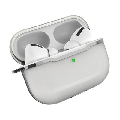 Insten Case Compatible with AirPods Pro - Transparent Silicone Skin Cover with Keychain, Silver Black