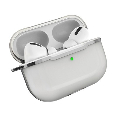 Insten Case Compatible with AirPods Pro - Transparent Silicone Skin Cover with Keychain, Silver Black