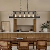 BAOURE 5-Light Black Metal Chandelier Linear Pendant Ceiling Lighting 34-inch Rustic Farmhouse Fixture Kitchen Island Dining Room - 4 of 4
