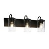LNC Clytaemnestric 3-Lights Cylinder Modern/Contemporary Bathroom Vanity Lights,Clear Glass Shade, Black/Black and Gold - 3 of 4