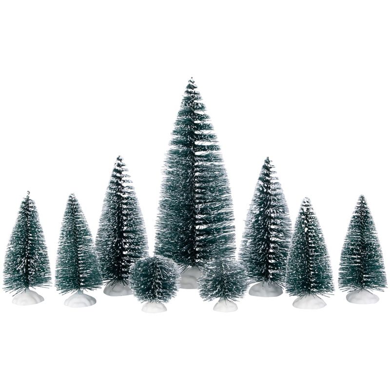 Northlight 9-Piece Bottle Brush Pine Christmas Village Trees, 1 of 5