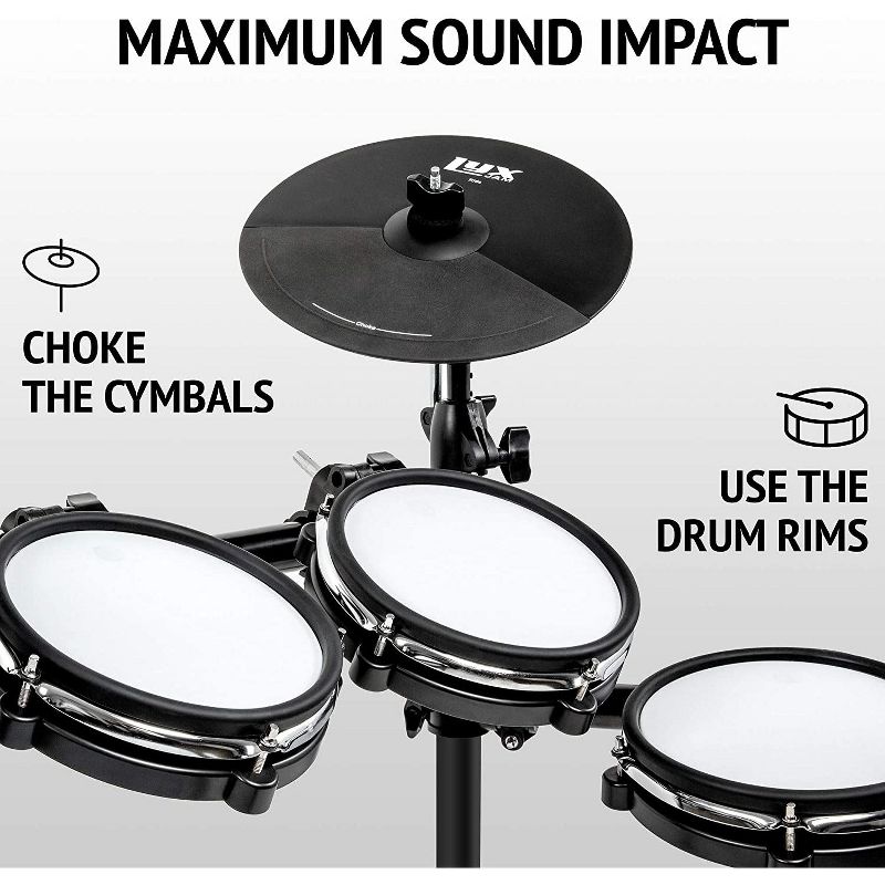 LyxJam 8-Piece Electronic Drum Set, Professional Electric Drums Kit, 4 of 8
