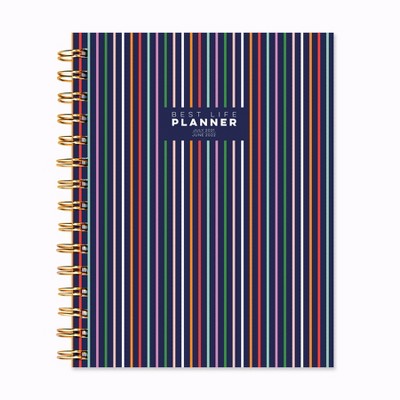 2021-22 Academic Planner 9" x 7" Preppy Stripes Luxe Daily/Weekly/Monthly - The Time Factory