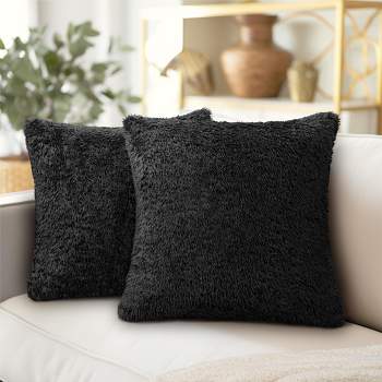 Black and White Color Block Pillow Cover, Gold Faux Leather Accent