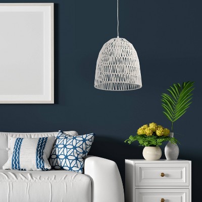 16" Imara Farmhouse Bowl Pendant Light with White Hemp Shade