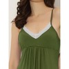 cheibear Women's V Neck Lace Trim Solid Color Pajama Sleepdress Nightgown - 4 of 4