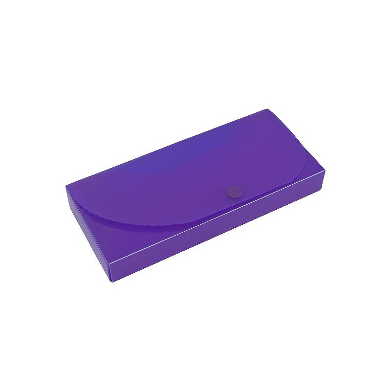 JAM Paper Plastic Pencil Case Snap Button Pencil Case Box Purple 166532743, 3 of 5