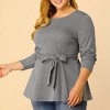 Agnes Orinda Women's Plus Size Houndstooth Formal Outfits Plaid Tie Waist Workwear Blouses - 2 of 4