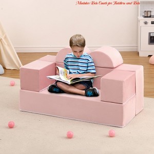 Kids Play Couch, 6Pcs Modular Kids Play Sofa for Playroom Bedroom, Kids Modular Couch Toddler Foam Sofa, Kids Convertible Sofa w/ Removable Cover - 1 of 4