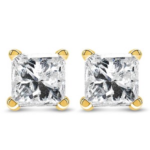 IGI Certified 14K Gold 1/3 Cttw Princess-Cut Solitaire Diamond Stud Earrings - 1 of 4