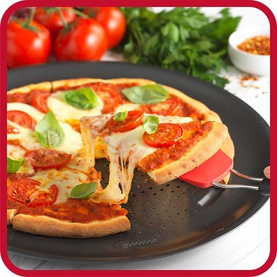 GoodCook 15.75 Large Nonstick Carbon Steel Ready Air Perfect Pizza Pan Gray: Round Oven Tray, Dishwasher-Safe