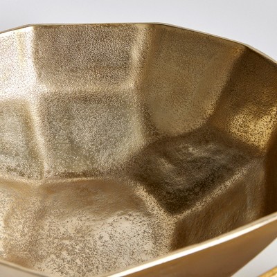 Geometric Gold Cast Aluminum Serving Bowls, Set of 2