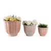 Set of 3 Decorative Clay Planters - Ribbed Design Pottery Flower Pots - Durable & Weather-Resistant for Home & Garden - 13", 10", 8" Red & Orange - 3 of 4