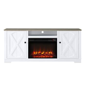70" Farmhouse TV Stand for TVs up to 70" with Electric Fireplace White - Festivo