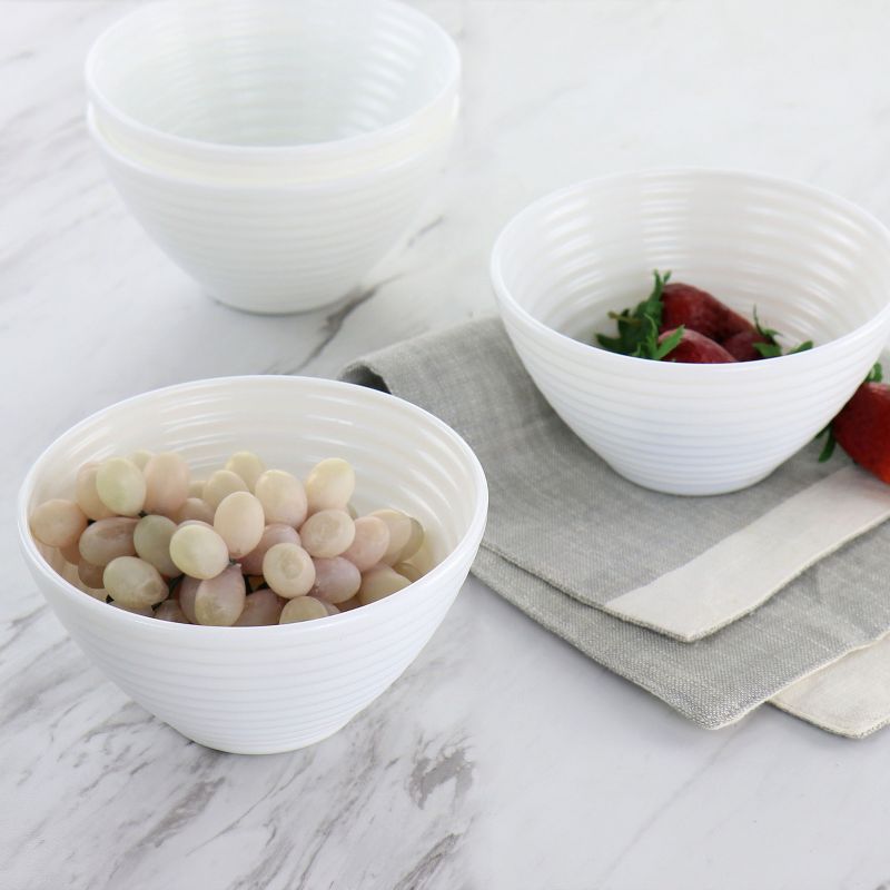 Gibson Ultra Patio 4 Piece Tempered Opal Glass Dessert Bowl Set in White, 2 of 7