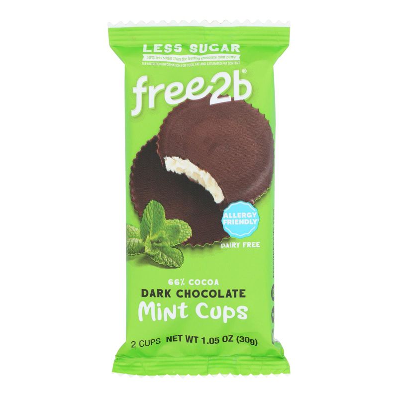 Free2b Foods Dark Chocolate Mint Cups 2 Pack- Case of 12/1.05 oz, 2 of 5