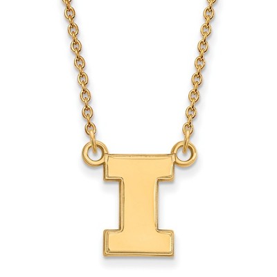 Black Bow Jewelry 10k Yellow Gold Illinois Fighting Illini NCAA Necklace 18 Inch