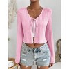 Women's Casual Tie-Front Cardigan - Lightweight Long Sleeve Knit Sweater with Chest Tie Detail - 3 of 4