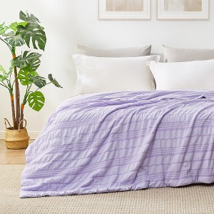 Cozy Bliss Seersucker Cooling Comforter – Lightweight Blanket Breathable & Soft Summer Bedding for Hot Sleepers - 1 of 4