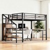 Queen Loft Bed with Wardrobe, L-Shaped Desk, U S B P ort, L E D L ights, and Reversible Storage Staircase,kids bed - 2 of 4
