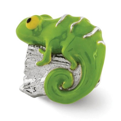 Black Bow Jewelry Sterling Silver and Green Enameled Lizard Bead Charm