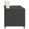 vidaXL 3 Piece Bistro Set with Cushions Black Poly Rattan Acacia Wood - 4 of 4