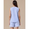 INSPIRE CHIC Women's 2 Pieces Shorts Suit Set Gingham Summer V Neck Sleeveless Waistcoats And Shorts - 3 of 4