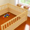 Twin/Full Size Floor Bed with Safety Fence and Open Door, Wooden Montessori Style Platform Bed Frame for Toddlers and Kids Bedroom or Playroom - 4 of 4