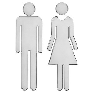 Unique Bargains Self-Adhesive Office Business Men Women Restroom Sign 1 Pair - 1 of 4